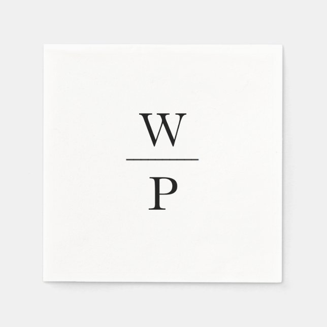 Papel Servilleta de boda con iniciales apiladas (Anverso)