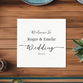 Papel Servilleta de boda con letra cursiva elegante clás