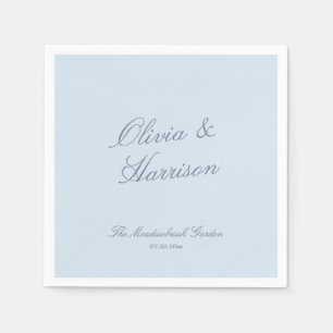 Papel Servilleta de boda con letra elegante azul polvori