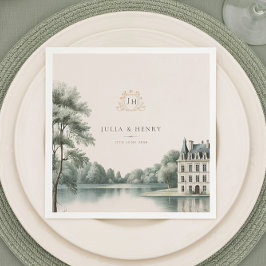 Papel Servilleta de boda con monograma de elegante châte