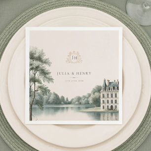 Papel Servilleta de boda con monograma de elegante châte