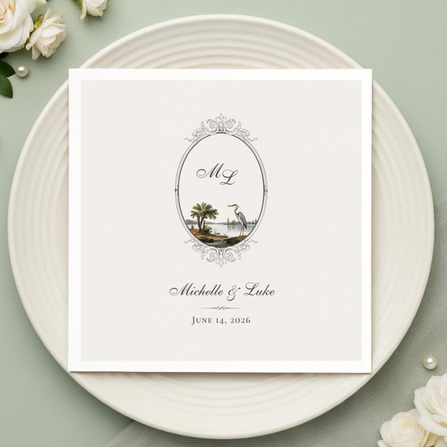 Papel Servilleta de boda con monograma de estilo campest (Subido por el creador)