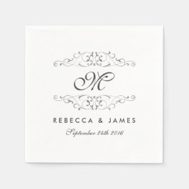 Papel Servilleta de boda con monograma floritura de plat