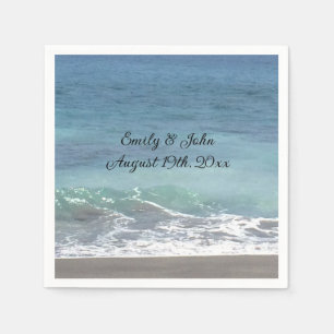 Papel Servilleta de boda con olas de playa