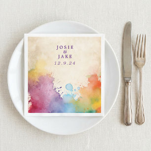 Papel Servilleta de boda con salpicaduras de pintura bri