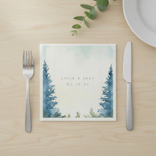 Papel Servilleta de boda de árboles de pino verdes