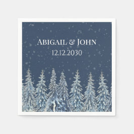 Papel Servilleta de boda de bosque invernal rústico azul