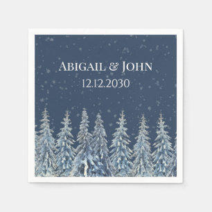 Papel Servilleta de boda de bosque invernal rústico azul