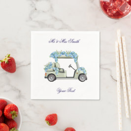 Papel Servilleta de boda de carrito de golf floral azul 