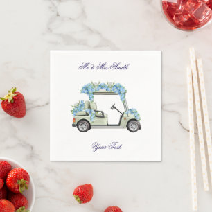 Papel Servilleta de boda de carrito de golf floral azul