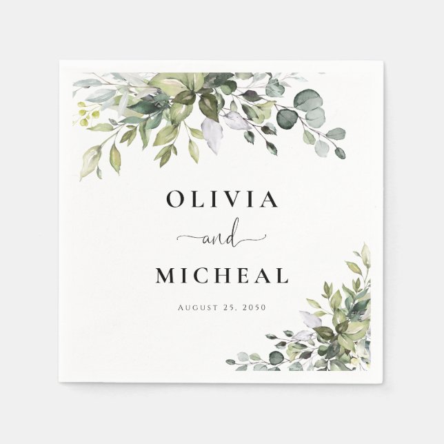 Papel Servilleta de boda de eucalipto (Anverso)