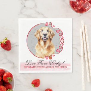 Papel Servilleta de boda de Golden Retriever con foto de