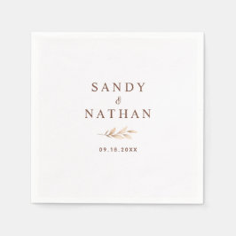 Papel Servilleta de boda de hoja boho beige