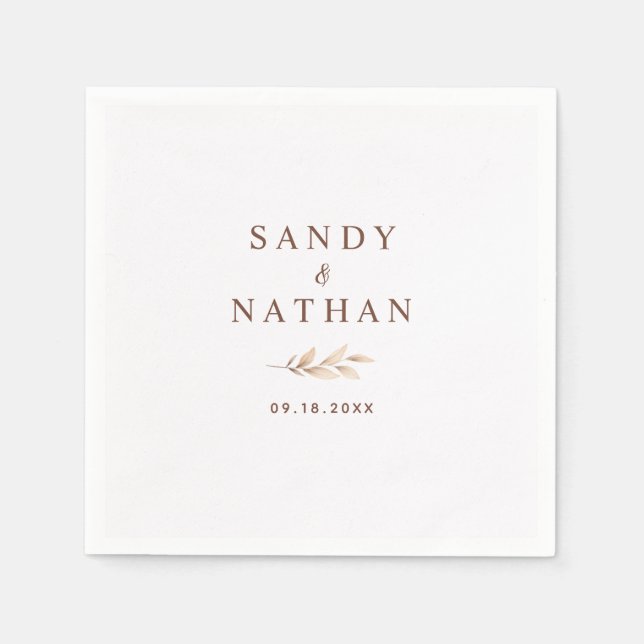 Papel Servilleta de boda de hoja boho beige (Anverso)