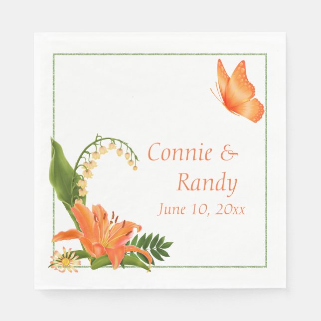 Papel Servilleta de boda de lirio naranja (Anverso)