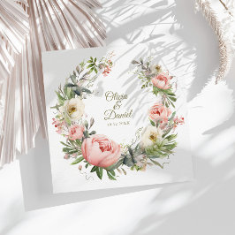 Papel Servilleta de boda de peonía rosa y melocotón