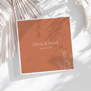 Papel Servilleta de boda de terracota oscura botánica