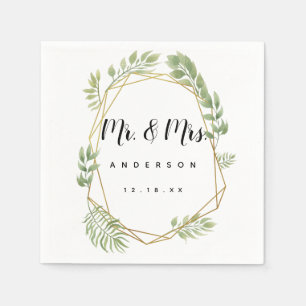 Papel servilleta de boda de vegetación cristalina hoja b