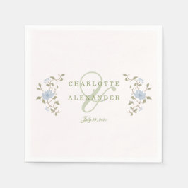 Papel Servilleta de boda elegante de chintz floral verde