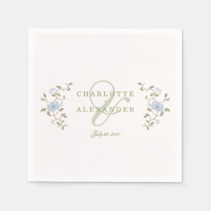 Papel Servilleta de boda elegante de chintz floral verde