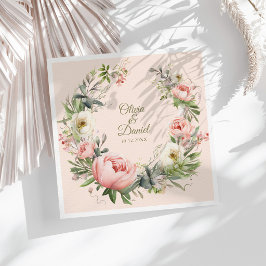 Papel Servilleta de boda elegante peonía rosa y melocotó