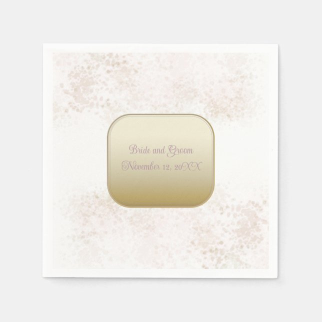 Papel Servilleta de boda elegante rosa y dorada (Anverso)