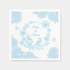 Papel Servilleta de boda floral azul 💙 con nombres pers