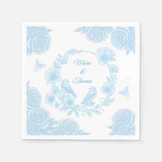 Papel Servilleta de boda floral azul 💙 con nombres pers