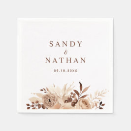 Papel Servilleta de boda floral boho beige