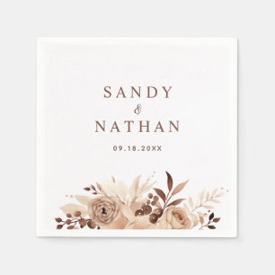 Papel Servilleta de boda floral boho beige