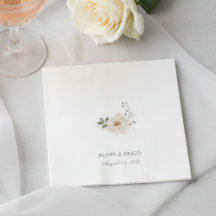 Servilleta de boda floral chic blanca