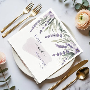 Papel Servilleta de boda floral con vegetación de lavand