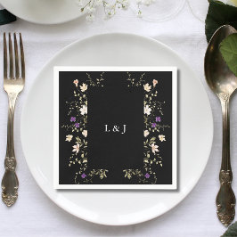 Papel Servilleta de Boda Floral de Flores Silvestres Neg