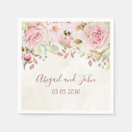 Papel Servilleta de boda floral rosa vintage de primaver
