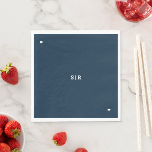 Papel Servilleta de boda minimalista de color azul marin