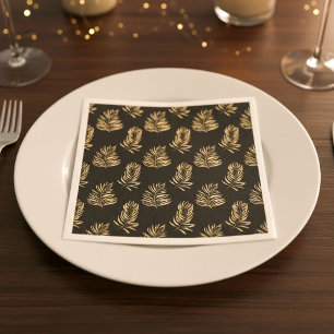 Papel Servilleta de boda minimalista hoja de palma dorad
