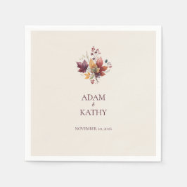 Papel Servilleta de Boda Otoño Hoja de Arce Rústica