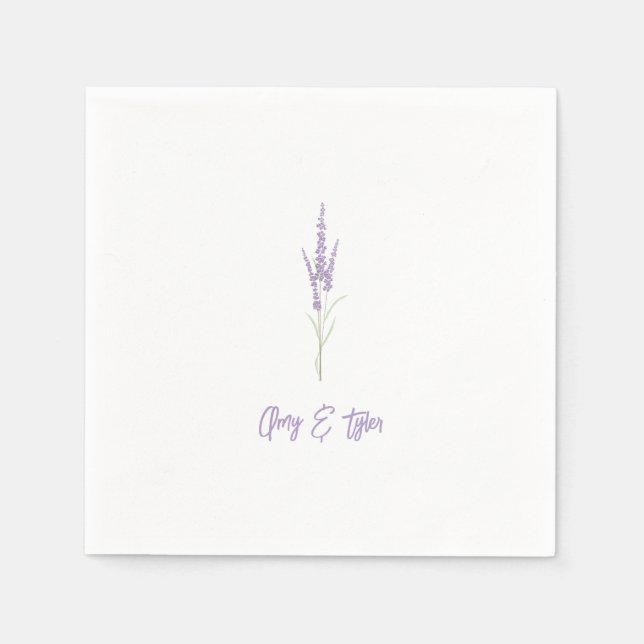 Papel Servilleta de boda personalizada de lavanda rústic (Anverso)