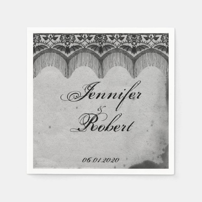 Papel Servilleta de boda Posh de Encaje Gótico Elegante (Anverso)