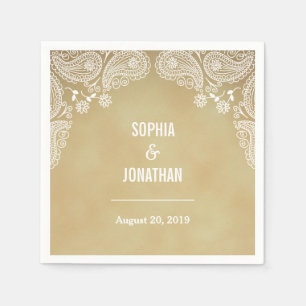 Papel Servilleta de boda rústica con dibujo a mano de pa