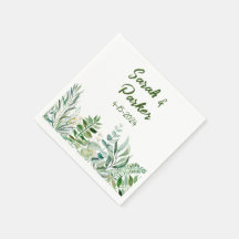 Servilleta de boda Sage con hojas de follaje verde