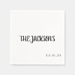 Papel Servilleta de boda sencilla con apellido de la par