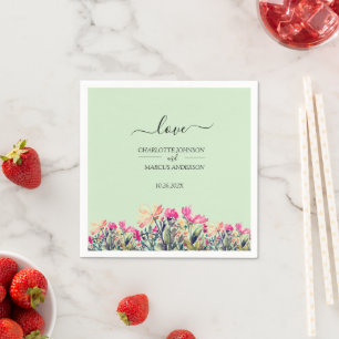 Papel Servilleta de boda verde menta floral acuarela