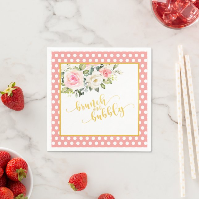 Papel Servilleta de Brunch y Bubbly - Texto Dorado con P (In situ)