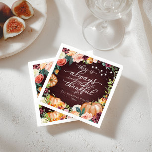 Papel Servilleta de cena de Acción de Gracias floral de 