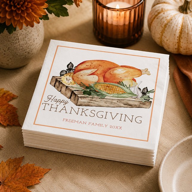 Papel Servilleta de cena de Acción de Gracias para el Dí (Autumn Thanksgiving Paper Napkins)
