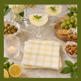 Papel Servilleta de Cocktail | Cuadros de Lima y Limón |