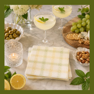 Papel Servilleta de Cocktail   Cuadros de Lima y Limón  