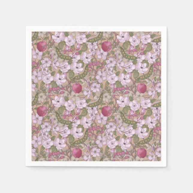 Papel Servilleta de cocktail de boda de flor de manzano (Anverso)