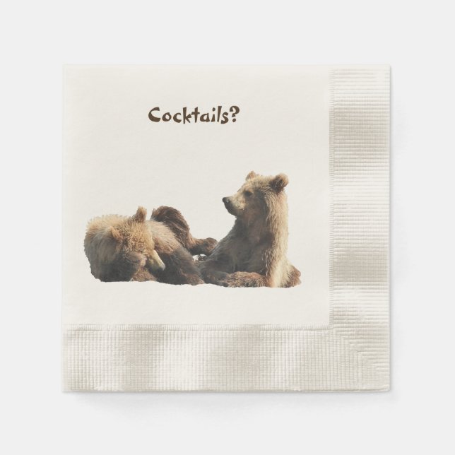 Papel servilleta de cóctel acuñada con costillas de oso  (Anverso)